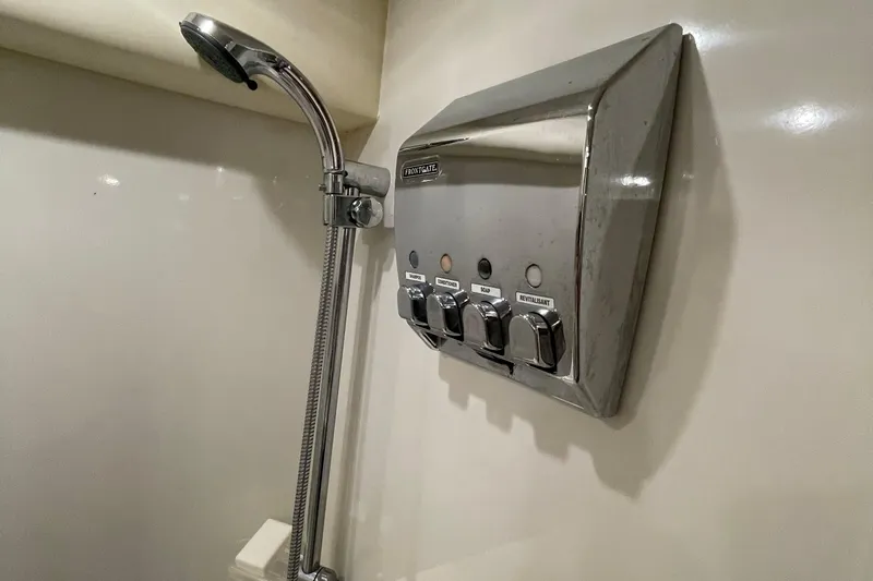  Yacht Photos Pics Shower control panel in 1999 Bayliner 3988 Motoryacht bathroom.