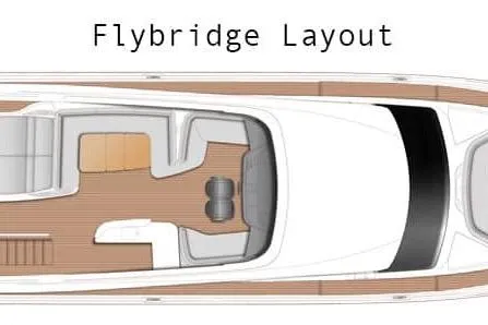  Yacht Photos Pics Flybridge layout of 2024 Princess Y80 yacht, showcasing spacious design and seating arrangement.