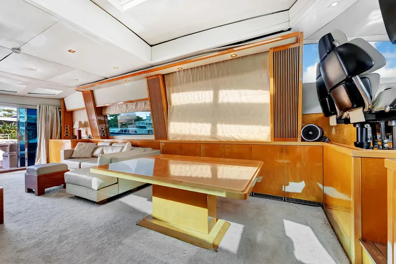  Yacht Photos Pics Luxurious interior of 2007 Sunseeker Predator 108 yacht with elegant seating and modern design.