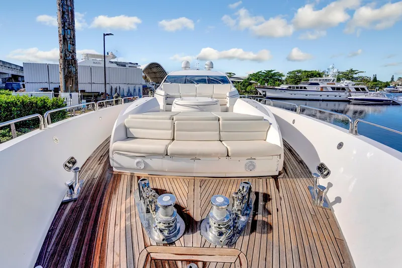  Yacht Photos Pics Luxurious 2007 Sunseeker Predator 108 yacht with spacious deck and elegant seating.