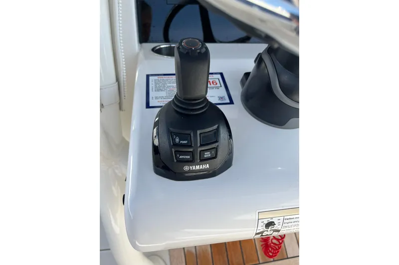  Yacht Photos Pics Yamaha joystick control on 2020 Jupiter 34 Center Console boat dashboard.