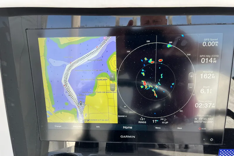  Yacht Photos Pics Garmin marine navigation display on 2020 Jupiter 34 Center Console boat.