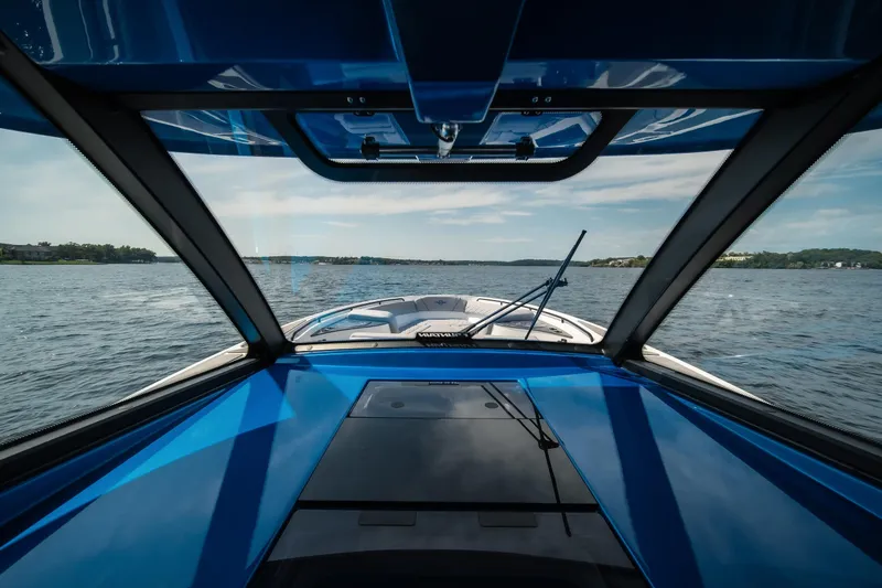  Yacht Photos Pics Interior view of 2026 Fountain 43 SCX boat on open water.