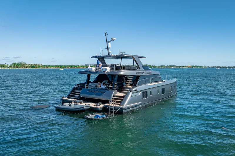 Skip The Wait Yacht Photos Pics 2026 Sunreef 60 Power yacht on open water, showcasing luxury and modern design.