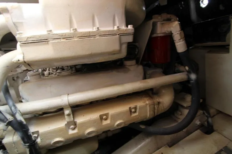  Yacht Photos Pics Engine compartment of a 2001 Tiara Yachts 3800 Open, showcasing mechanical components.