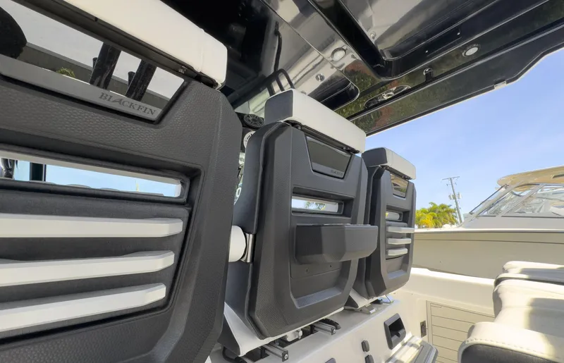 400-102 Yacht Photos Pics 2024 Blackfin 400 CC boat interior seating, showcasing modern design and comfort features.