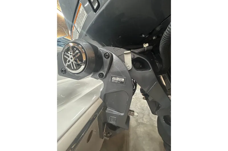  Yacht Photos Pics 2024 Contender 24 Sport boat engine detail with Yamaha logo.