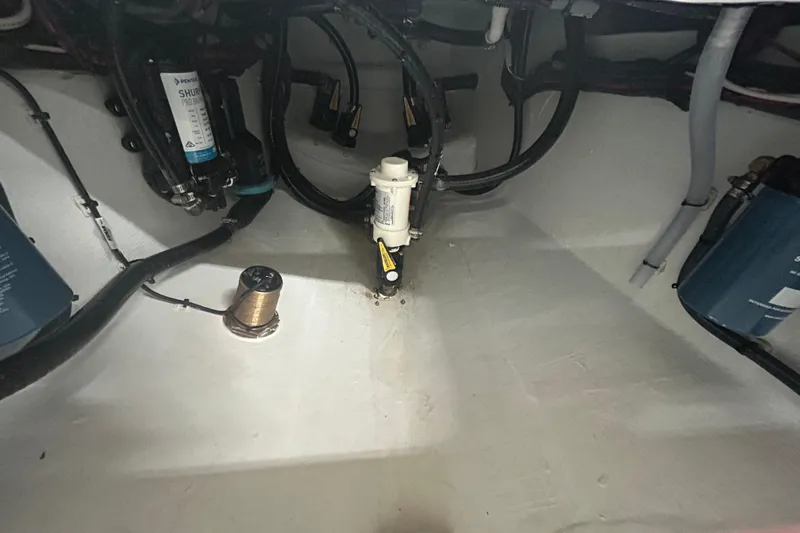  Yacht Photos Pics 2024 Contender 24 Sport boat interior wiring and components.