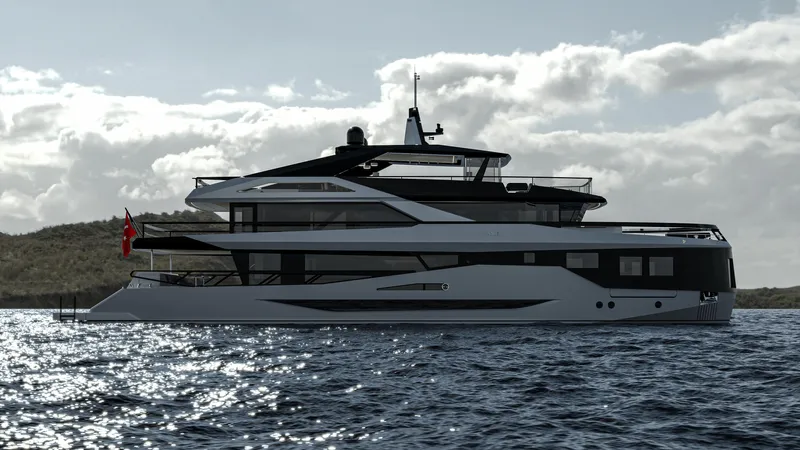  Yacht Photos Pics Luxury yacht Soyaslan Dionysos 35, 2025 model, cruising on open water.