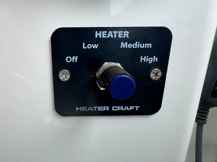 Change Of Pace Yacht Photos Pics Heater control panel on 2008 Back Cove 29 Hardback boat, featuring adjustable settings.
