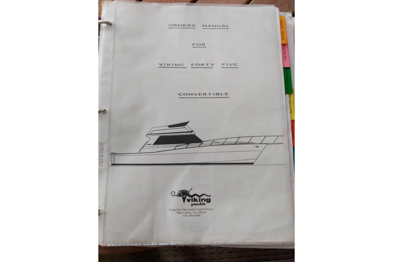  Yacht Photos Pics Owner's manual cover for 1999 Viking 45 Convertible yacht.