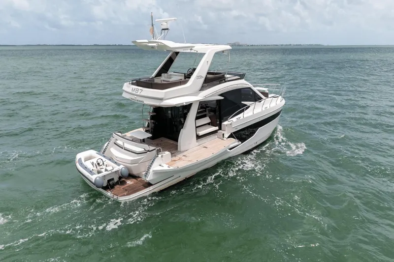  Yacht Photos Pics 2020 Galeon 500 Fly yacht cruising on open water.