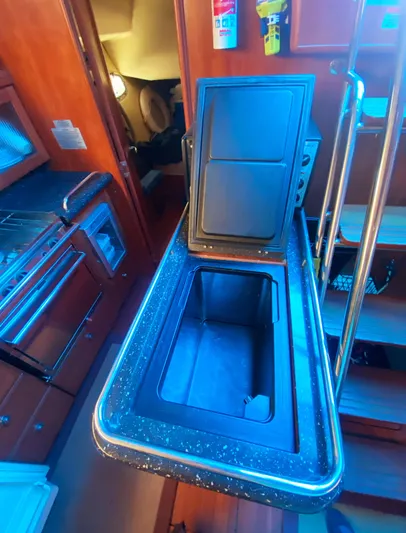 Pending Yacht Photos Pics 2012 Hunter 50 Aft Cockpit yacht kitchen with open countertop storage.