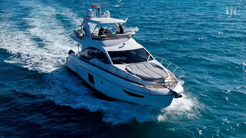 Resilience Yacht Photos Pics Luxury Azimut 55 yacht cruising on open sea, 2021 model.