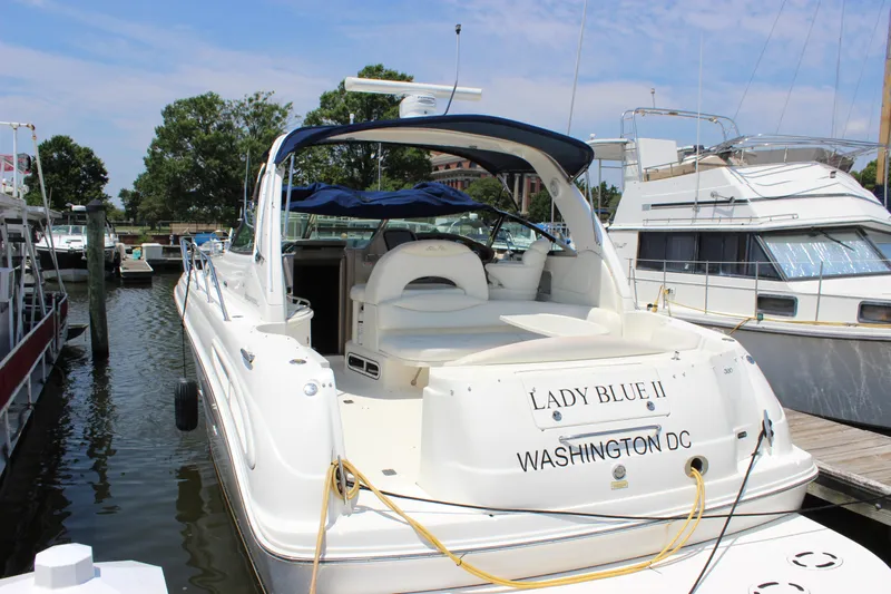  Yacht Photos Pics 2003 Sea Ray 380 Sundancer docked, named "Lady Blue II," in Washington D.C. marina.
