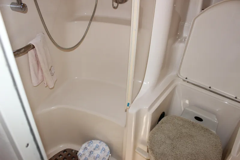  Yacht Photos Pics Bathroom of 2003 Sea Ray 380 Sundancer yacht with shower and toilet.