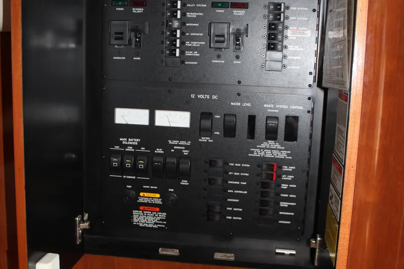  Yacht Photos Pics Electrical control panel on a 2003 Sea Ray 380 Sundancer boat.