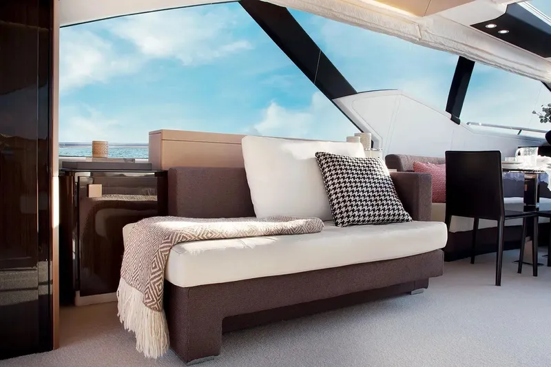  Yacht Photos Pics Luxurious interior of 2015 Azimut 77S yacht with elegant seating and ocean view.