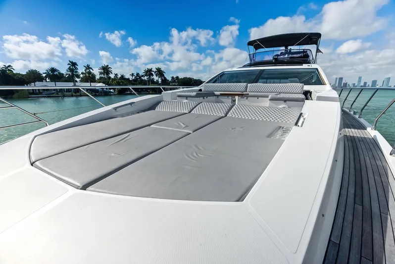 Panda Yacht Photos Pics Azimut 77S 2017 yacht with spacious sun deck, cruising on a sunny day.