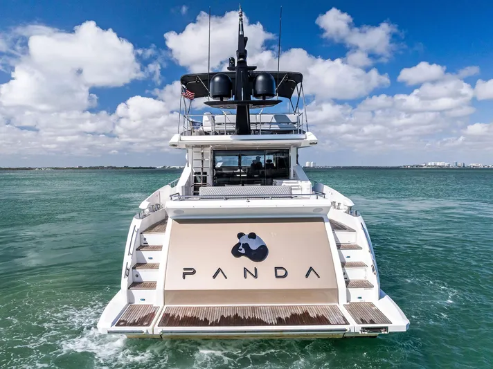 Panda Yacht Photos Pics Azimut 77S 2017 yacht "Panda" on open water under a blue sky.