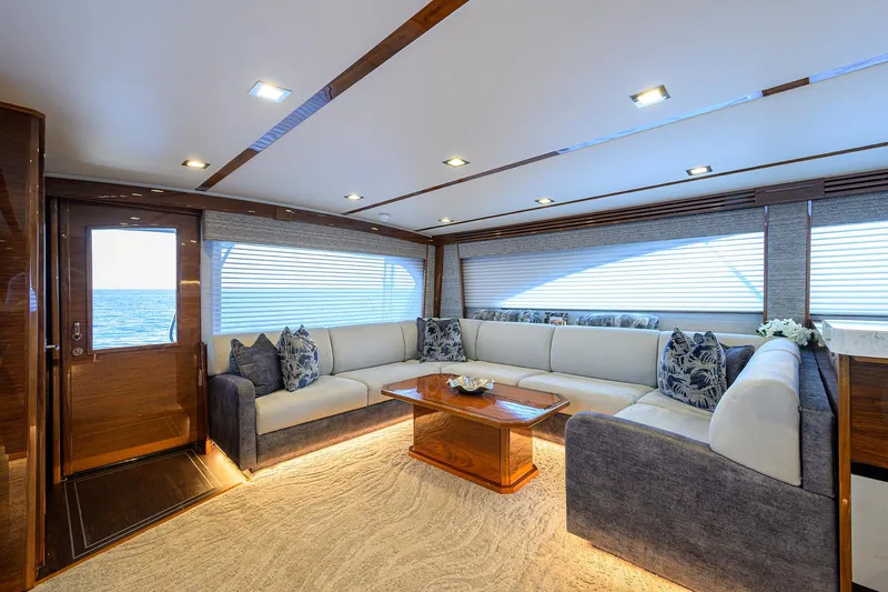 A Salt Weapon Yacht Photos Pics Viking 80 A SALT WEAPON - Salon Entrance & Sofa