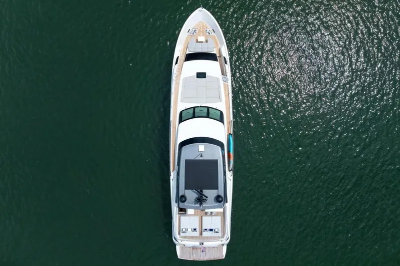 Sl90a Yacht Photos Pics Aerial view of 2024 Sanlorenzo SL90A yacht on calm water.