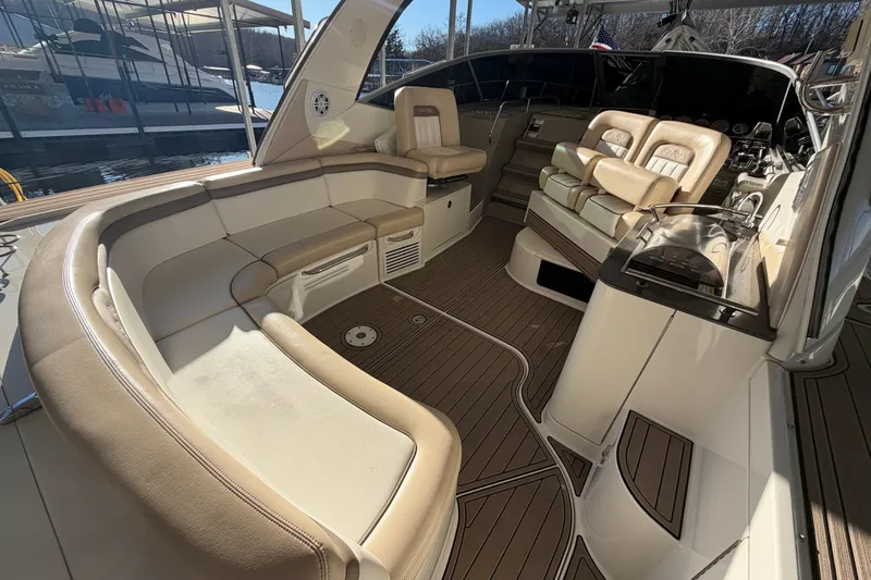  Yacht Photos Pics Luxurious 2014 Sea Ray 370 Sundancer yacht interior with plush seating and elegant design.