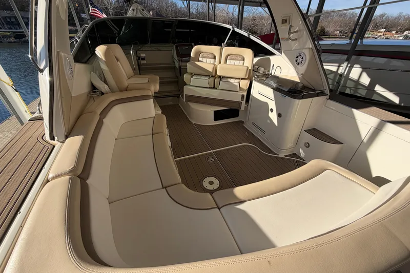  Yacht Photos Pics 2014 Sea Ray 370 Sundancer interior with luxurious seating and modern amenities.
