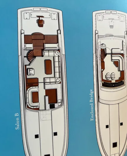  Yacht Photos Pics Bertram 700 Enclosed 2009 yacht floor plan with salon and bridge layout.