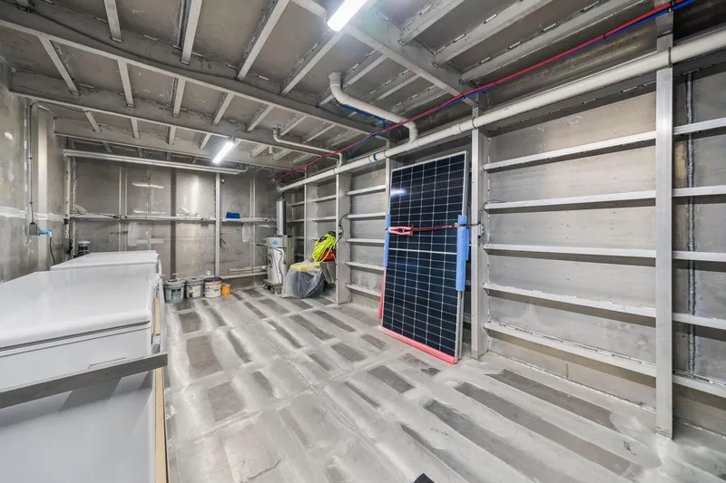 Shine Down Yacht Photos Pics Interior of Breaux Brothers 120 GLV 2025 model, featuring industrial design and equipment.