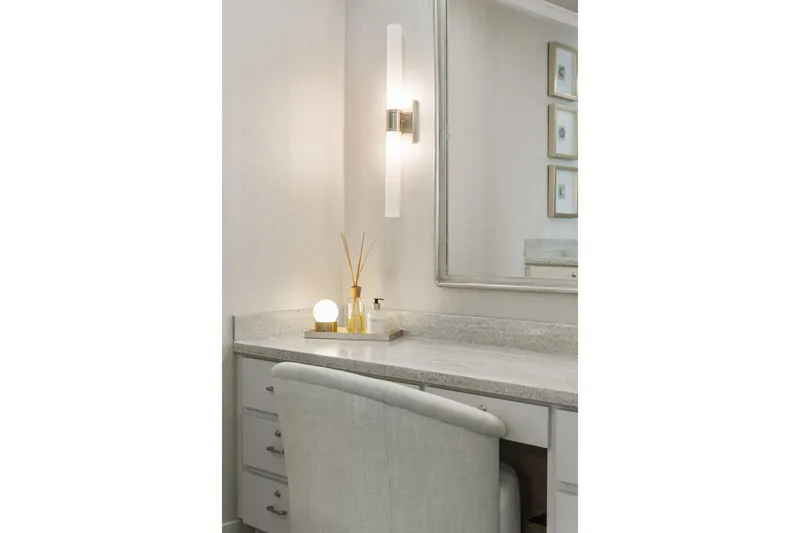 Shine Down Yacht Photos Pics ```json { "alt_text": "Elegant vanity area with modern lighting and decor, Breaux Brothers 120 GLV 2025." } ```