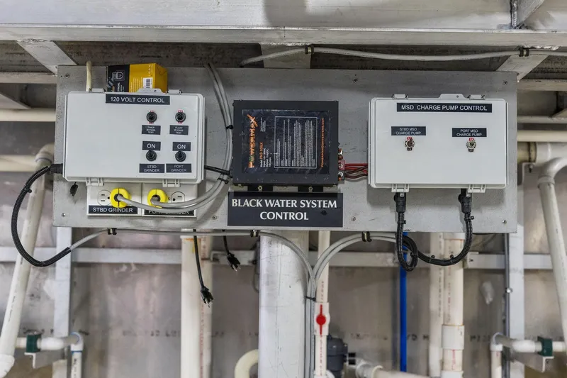 Shine Down Yacht Photos Pics Control panel for black water system on Breaux Brothers 120 GLV, 2025 model.