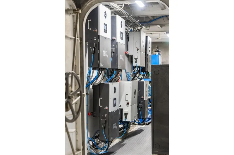 Shine Down Yacht Photos Pics Electrical control panels in a Breaux Brothers 120 GLV, 2025 model.