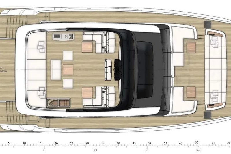  Yacht Photos Pics Top view layout of 2020 Sunreef 80 Power yacht, showcasing deck and seating arrangement.