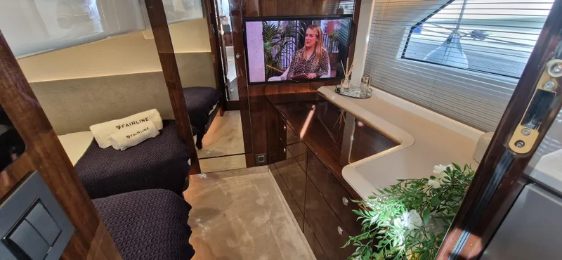  Yacht Photos Pics Interior of 2024 Fairline Targa 40 yacht with luxurious furnishings.