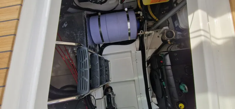  Yacht Photos Pics Engine compartment of Fairline Targa 40 yacht, 2024 model.