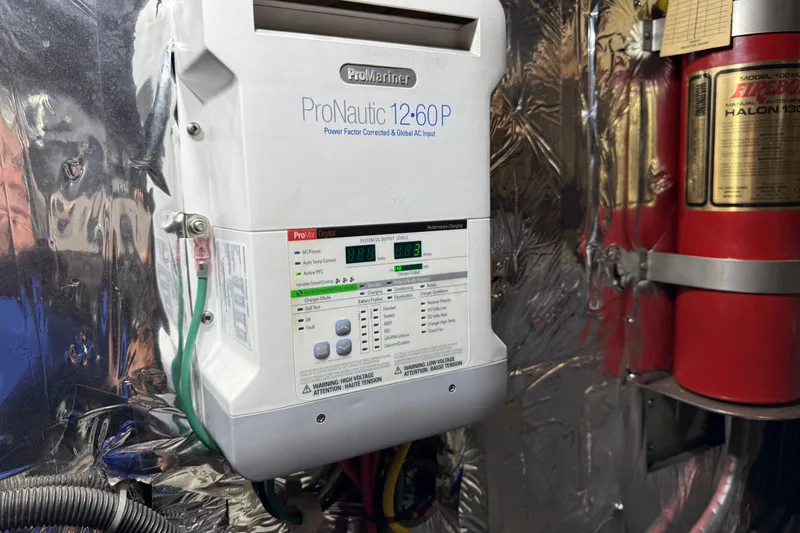 Qui-si-sana Yacht Photos Pics ProMariner ProNautic 12-60P charger in 1989 Jefferson 52 Victory engine room.