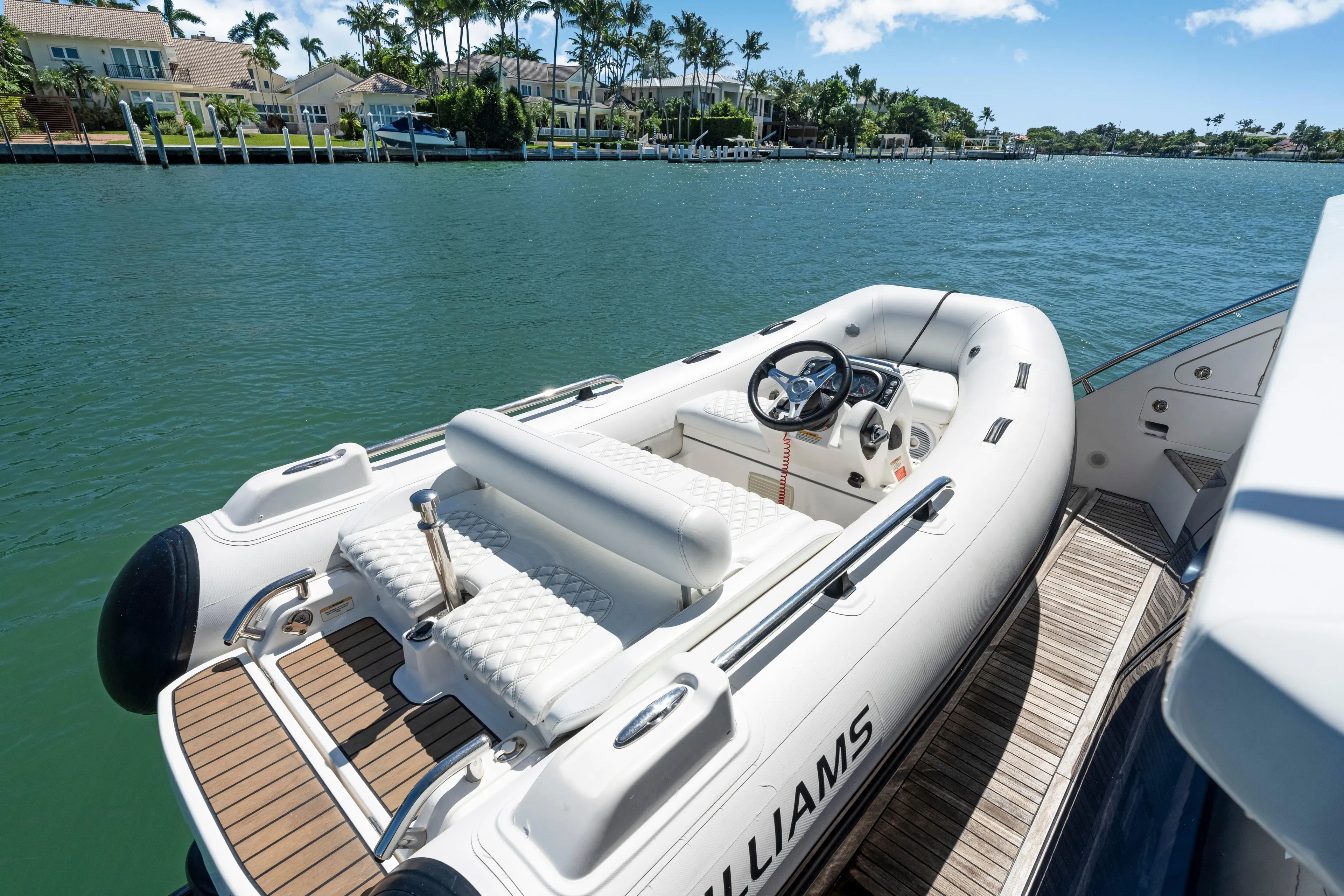  Yacht Photos Pics Luxury yacht Azimut 60 Fly 2020 with tender boat on scenic waterway.