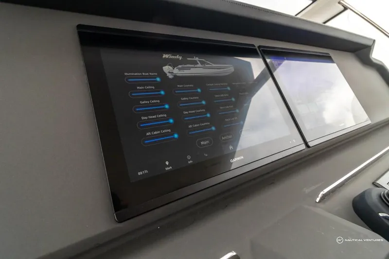  Yacht Photos Pics Windy SR44 SX 2022 boat dashboard with touchscreen controls.