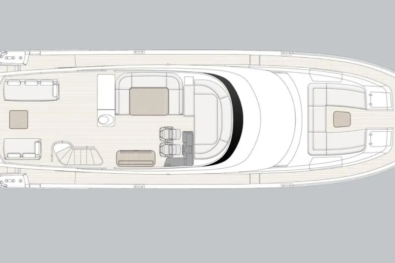  Yacht Photos Pics Top view layout of 2025 Azimut Magellano 66 yacht, showcasing deck design and seating arrangement.