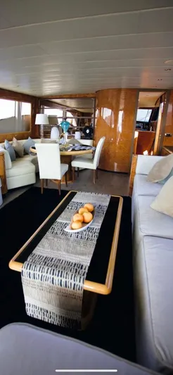  Yacht Photos Pics Luxurious interior of a 2004 Leopard 26 Flybridge yacht with elegant furnishings.