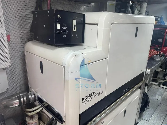  Yacht Photos Pics Kohler power system in 2004 Leopard 26 Flybridge yacht engine room.