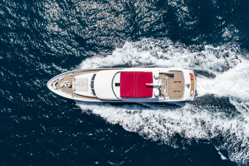 Jasmine Luna Yacht Photos Pics Aerial view of 2007 Moonen JASMINE LUNA yacht cruising on the ocean.