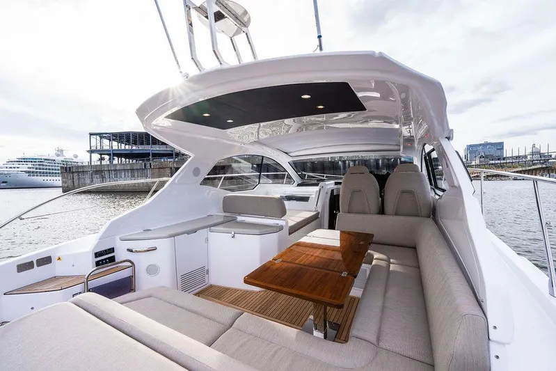  Yacht Photos Pics Luxurious 2025 Azimut Atlantis 45 yacht with spacious seating and elegant design.