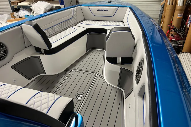  Yacht Photos Pics 2025 Concept 27' Open Deck boat interior with modern seating and sleek design.