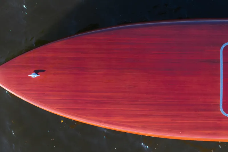  Yacht Photos Pics Overhead view of 1998 Custom 30 Gentleman's Racer with polished wooden deck.