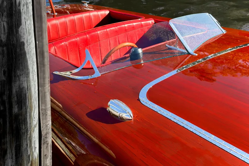  Yacht Photos Pics Custom 1998 30 Gentleman's Racer with red leather seats and polished wood finish.