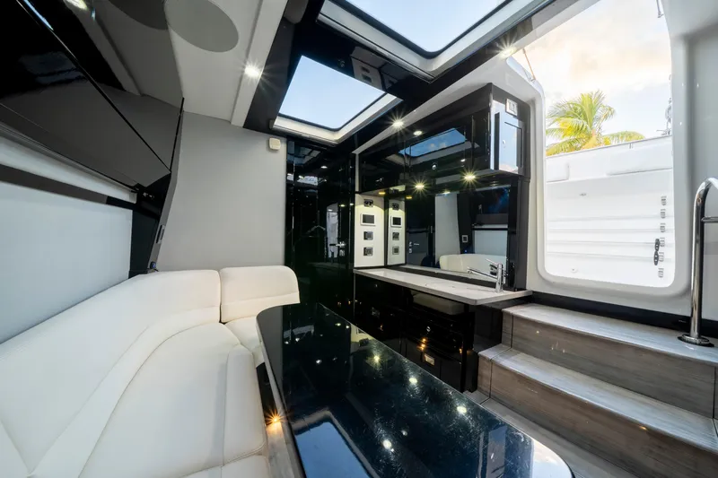  Yacht Photos Pics Luxurious interior of 2021 HCB 65 Estrella yacht with modern design and sleek finishes.