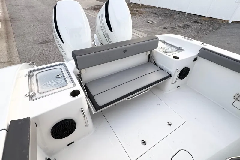  Yacht Photos Pics 2024 Sea Pro 292 DLX boat with dual engines and foldable seating.