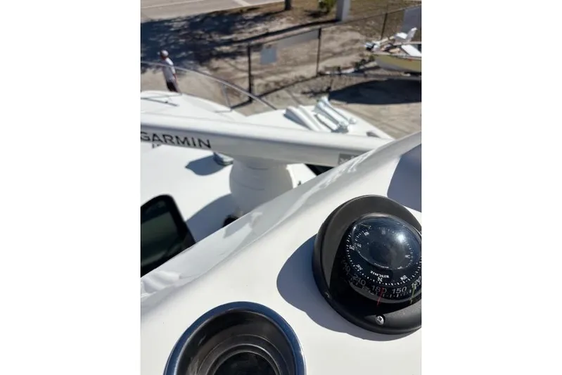  Yacht Photos Pics Compass and Garmin equipment on 2008 Everglades 350LX boat deck.